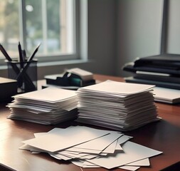 stack of books in the office
