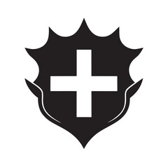 Fototapeta premium A red cross shield, a Swiss medical symbol, vector illustration of the health aid sign