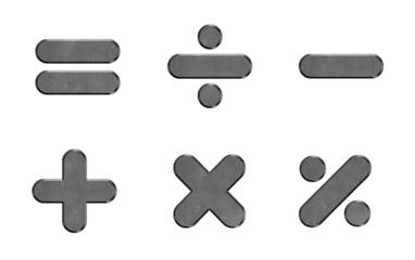 Mathematical Symbols Visual: Addition, Subtraction, Multiplication, Division, Equals, and Percentage