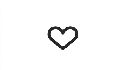 Simple Heart Outline Minimalist Black and White Love Symbol for Design Emotion Romance Vale