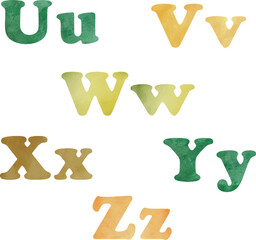 Vector Alphabet clipart part 4/4.  Watercolor ABC, ABC Flashcards, Learning Flashcards, Printable Flashcards, Kids Flashcards, Educational Flashcards