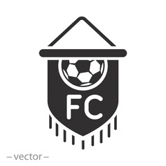 sport flag pendant, football club pennant icon, soccer award, flat vector illustration