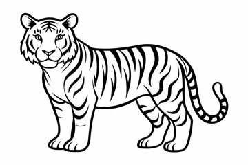 Fototapeta premium coloring page line art the tiger black vector
