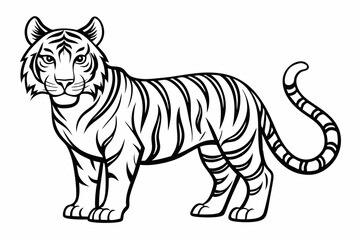 coloring page line art the tiger black vector