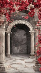 Elegant archway adorned with roses