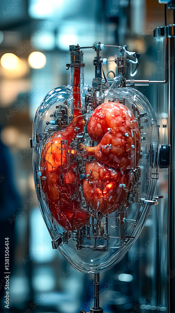 Aufkleber artistic representation of artificial organs highlighting intricate details and mechanical component