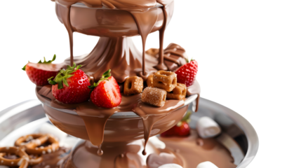 Decadent Chocolate Fondue with Fresh Strawberries and Crunchy Pretzels Perfect for Dessert or