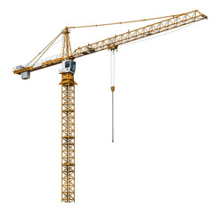 Construction Crane Yellow Color Tower on White Background