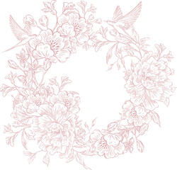 Tender  Floral pink card, Elegant Line Art Design