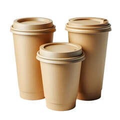 Blank take away kraft coffee cup isolated on white background