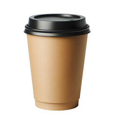 Blank take away kraft coffee cup isolated on white background