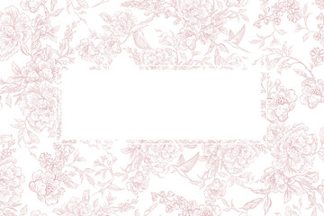 Tender  Floral pink card, Elegant Line Art Design