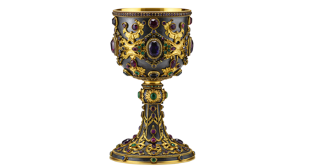 Ornate Chalice with Jewels Detailed Gold Filigree and Regal Design