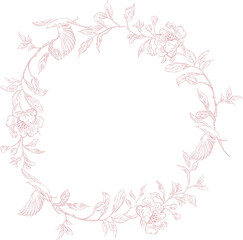 Tender  Floral pink seamless pattern, Elegant Line Art Design