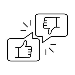 Vector icon for Dispute and Arguments. Two opposing figures with chat symbols, illustrating negotiation, debate, and resolving disagreements.
