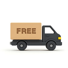 Hand Truck with Box Labeled 'Free' – Free Delivery Icon Concep