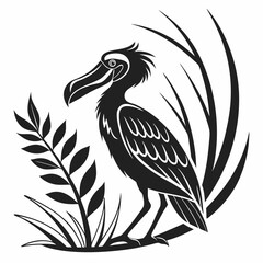shoebill black silhouette icon vector