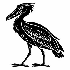 shoebill black silhouette icon vector