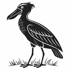 shoebill black silhouette icon vector