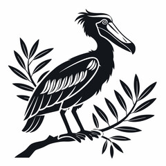 shoebill black silhouette icon vector
