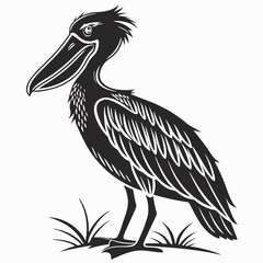 shoebill black silhouette icon vector