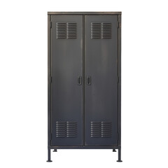 Sturdy industrial metal locker wardrobe with three doors and ventilation grilles, ideal for gyms, garages, or modern storage solutions.
