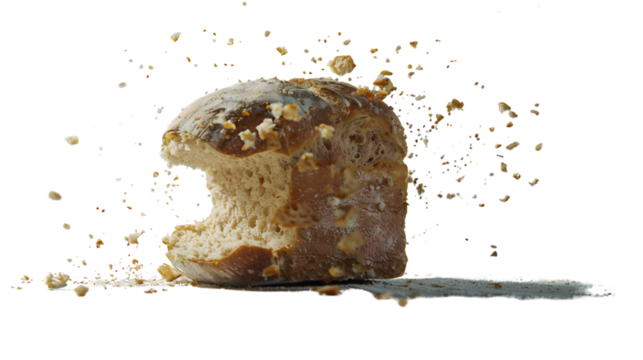 Freshly Sliced Bread with Crumbs Scattered Perfect for Culinary and Food Photography HighQua