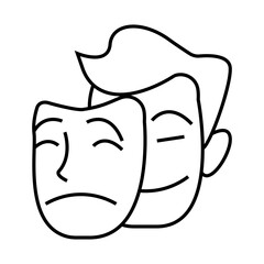 Vector icon for Psychological Manipulation. Human figure with a shadowy hand above, symbolizing hidden control, deceit, and emotional exploitation.