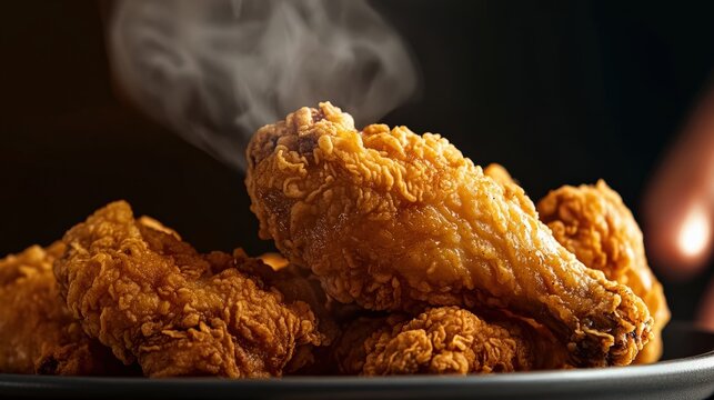 A mouthwatering close-up of crispy fried chicken served on a plate, capturing the essence of comfort food and the joy it brings to gatherings and personal indulgence moments.