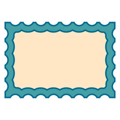 Decorative Scalloped Frame Cartoon Postage Stamp Blank Template Copy Space