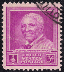 U.S. postage stamp featuring Dr. George Washington Carver (c.1864–1943), African American...