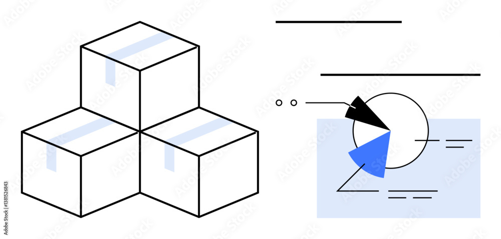 Poster stacked boxes representing inventory management alongside an analytic graph for data insights. ideal