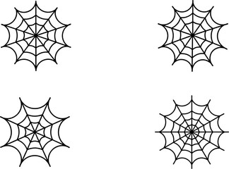 Spider web icon vector art, Vector of black cobweb icon silhouette design