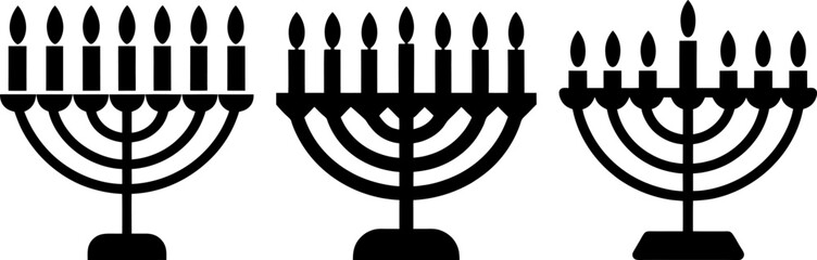 Menorah with candles icon vector art, Vector of black menorah candle icon silhouette design
