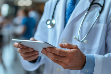 Doctor Using a Digital Tablet for Modern Medical Practice with a Focus on Healthcare Technology