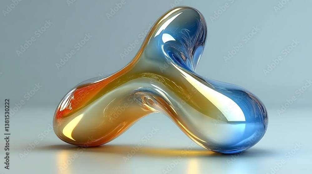 Poster abstract sculpture with flowing curves and a gradient of colors