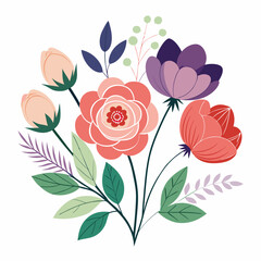 Bouquet of roses line art design 