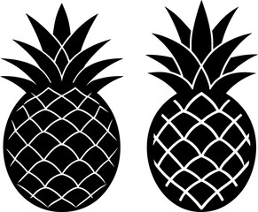 Obraz premium Pineapple fruits icon vector art, Vector of black fruits icon silhouette design