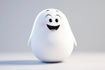 Cartoon Character with Happy Expression and Clean Rendering on Gray Background