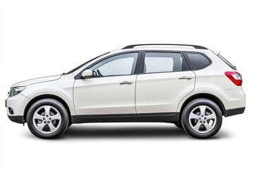 Obraz premium Isolated White Suv Side View for Automotive and Transportation Needs