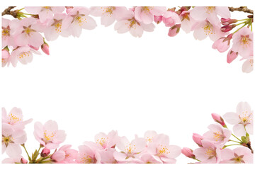 Fototapeta premium Delicate Cherry Blossom Flowers Framing a Blank Space, Perfect for Spring-Themed Designs, Invitations, or Seasonal Messages transparency background