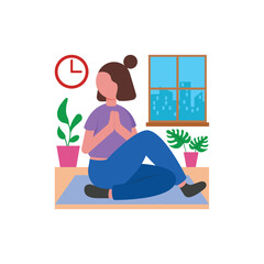 Fototapeta premium Afternoon Yoga Flat Vector Illustration