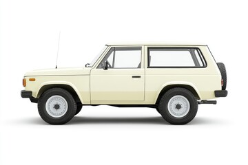 Studio Shot of a Cream-colored Classic Suv on a White Background