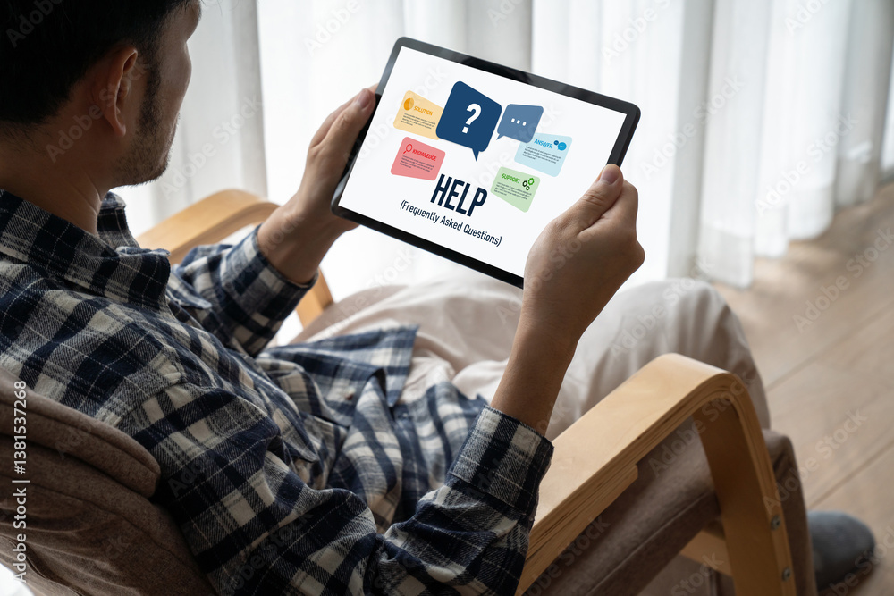 Poster help screen on the website provide answer to faq frequently asked question snugly with knowledge inf