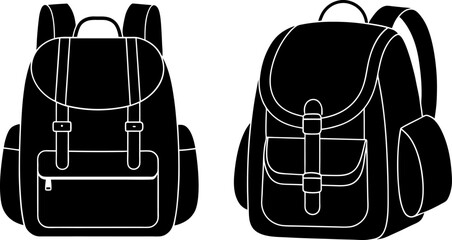 Backpack icon vector art, Vector of black backpack icon silhouette design