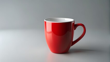 Red ceramic cup of coffee and tea on a wooden table, empty and isolated, perfect for a morning beverage