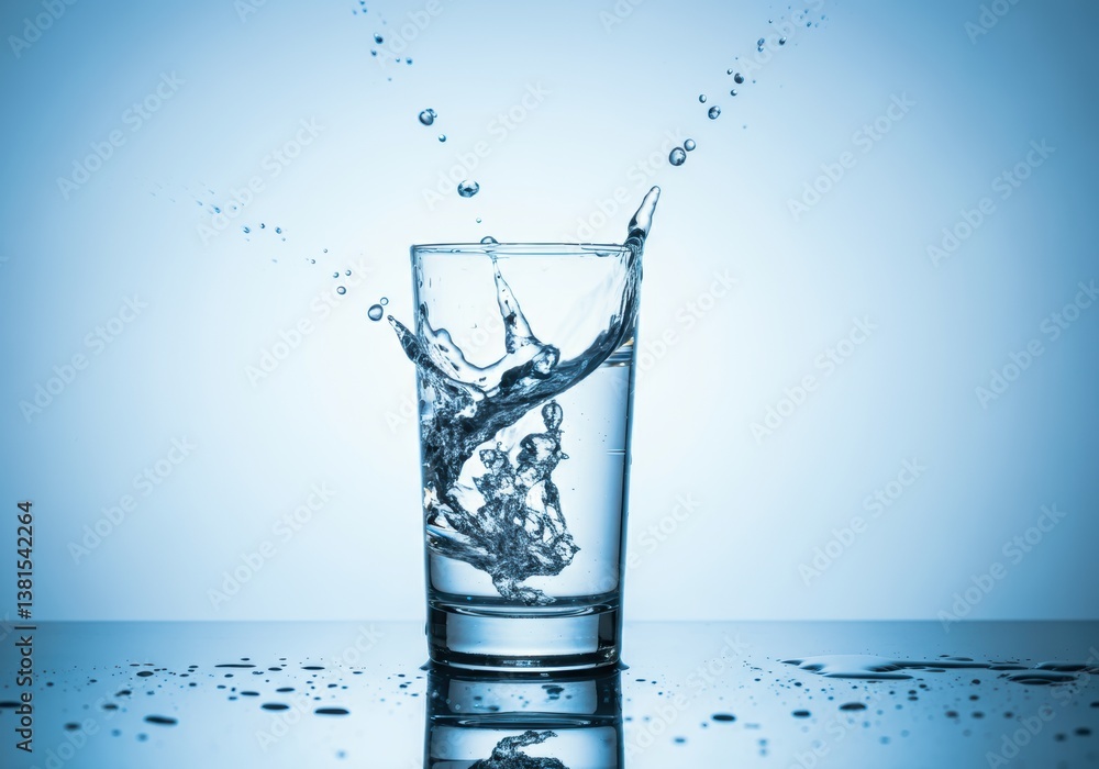 Aufkleber splashing water in a glass creating a refreshing visual effect