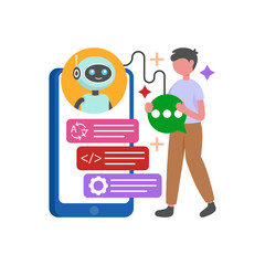 Text Understanding AI Technology Vector Illustration