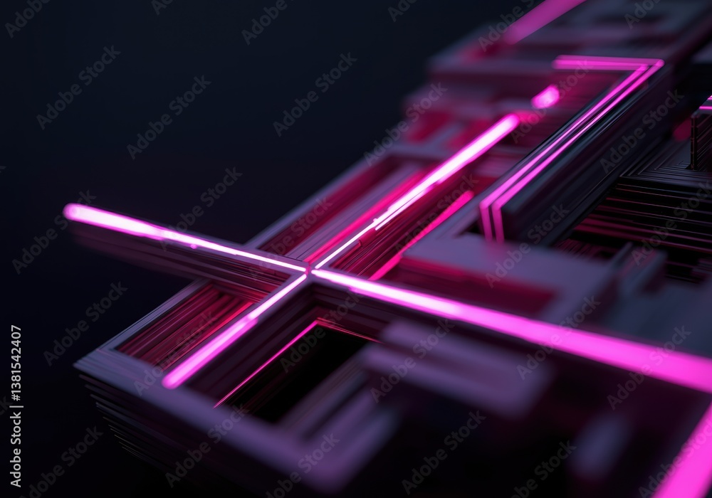 Poster abstract neon lines creating a futuristic geometric pattern