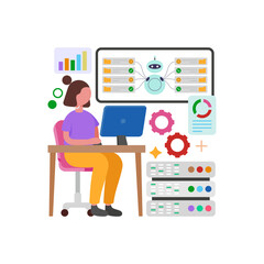 Analytics Based Process Optimization Vector Illustration